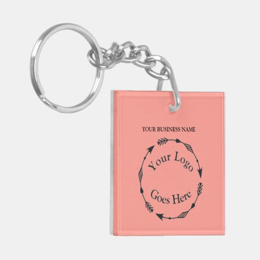 Pfirsichfarbenes Logo und QR-Code Akryllisch Schlüsselanhänger (Vorderseite links)