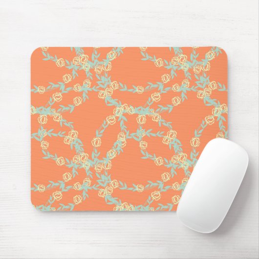 Pfirsichfarbenes orangefarbenes Nahtloses Muster Mousepad (Mit Mouse)