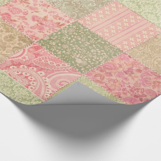 Pfirsichfarbenes Patchwork Geschenkpapier (Ecke)