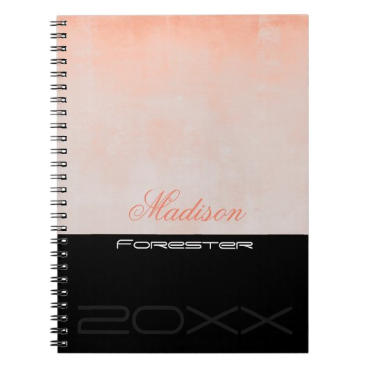 Pfirsichfarbenes Schwarz personalisieren Notizblock (Vorderseite)