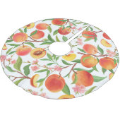Pfirsichfarbenes tropisches Fruchtmuster Vintag. Polyester Weihnachtsbaumdecke (Schrägansicht)