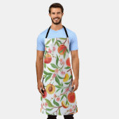 Pfirsichfarbenes tropisches Fruchtmuster Vintag. Schürze (Getragen)