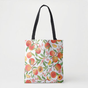 Pfirsichfarbenes tropisches Fruchtmuster Vintag. Tasche