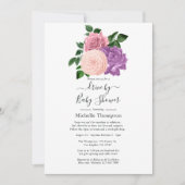 Pfirsichfarbenes und Lila Lavendel mit Dusche Einladung (Vorderseite)