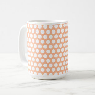 Pfirsichflaum Retro kleine weiße Tupfen Kaffeetasse