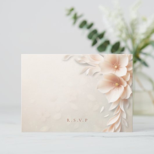 Pfirsichflorale Hochzeitsessen UAWG RSVP Karte (Stehend Vorderseite)