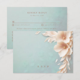 Pfirsichflorale Hochzeitsessen UAWG RSVP Karte