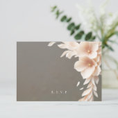 Pfirsichflorale Hochzeitsessen UAWG RSVP Karte (Stehend Vorderseite)