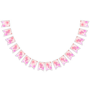 Pfirsichfrohe Geburtstags-Bubble-Gum-Rosa-Pfirsich Wimpelkette