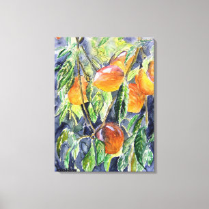 Pfirsichfrucht-Stillleben-Aquarellmalerei Leinwanddruck