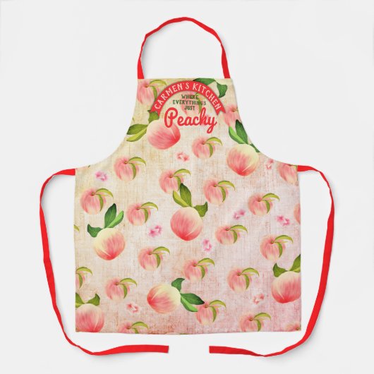 Pfirsichfrüchte Blüten personalisierte Kochküche Schürze (Vorderseite)
