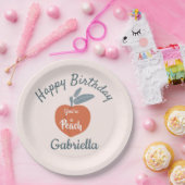 Pfirsichfrüchte, Geburtstagsname Pappteller (Party)