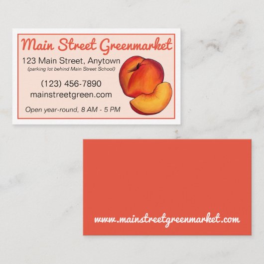 Pfirsichfrüchte Zuhause Canning Pfirsiche Visitenkarte (Vorne/Hinten)