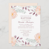 Pfirsichgarten Blume. Blüte. Falltaufe Einladung (Vorne/Hinten)