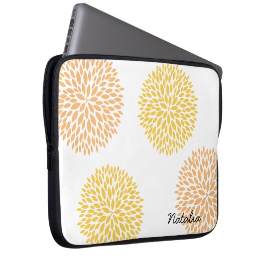 Pfirsichgelbe Blumen Laptopschutzhülle (Vorne Rechts)