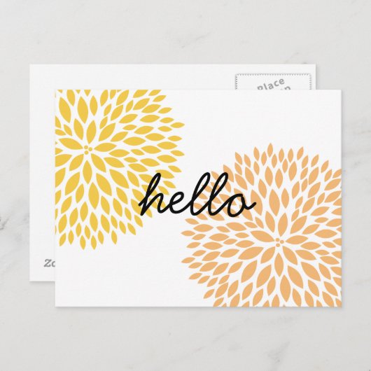 Pfirsichgelbe Blumen Postkarte (Vorne/Hinten)