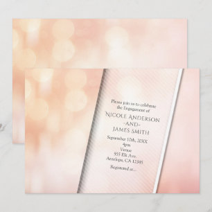 Pfirsichglanz Elegante Bokeh-Lichter Verlobungsfei Einladung