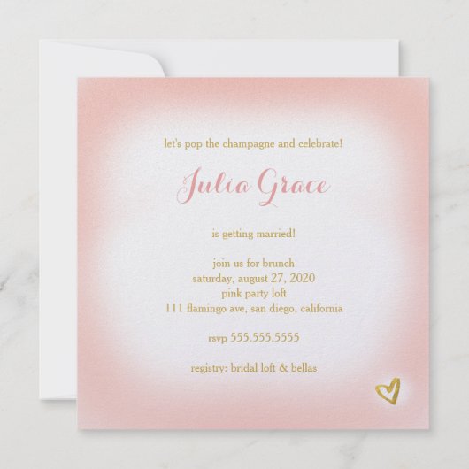 Pfirsichgold, aber erste Champagner-Einladung Perl Einladung (Rückseite)