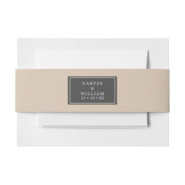 Pfirsichgraue Hochzeit Einladungsbanderole