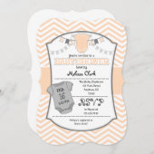 Pfirsichgraue Zickzack Babydusche Einladung (Vorne/Hinten)