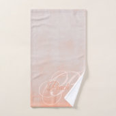 Pfirsichgraues rustikales Abstraktes Monogramm Badhandtuch Set (Handtuch)