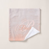 Pfirsichgraues rustikales Abstraktes Monogramm Badhandtuch Set (Waschlappen)