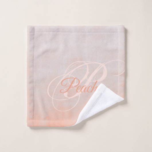 Pfirsichgraues rustikales Abstraktes Monogramm Badhandtuch Set (Waschlappen)