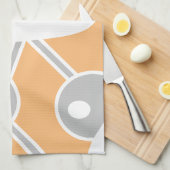 Pfirsichgrauweißer moderner Doodle 1 Geschirrtuch (Viertel Falte)