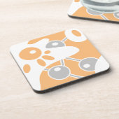 Pfirsichgrauweißer moderner Doodle 1 Getränkeuntersetzer (Linke Seite)