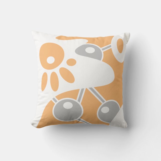 Pfirsichgrauweißer moderner Doodle 1 Kissen (Vorderseite)