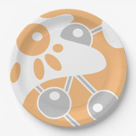 Pfirsichgrauweißer moderner Doodle 1 Pappteller