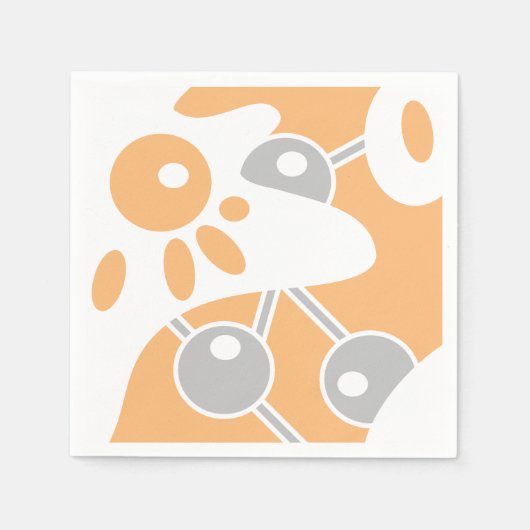 Pfirsichgrauweißer moderner Doodle 1 Serviette (Vorderseite)