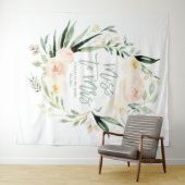 Pfirsichgrün florales Brautparty Miss zu Mrs. Wandteppich (Beispiel (Horizontal))