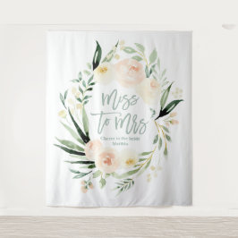Pfirsichgrün florales Brautparty Miss zu Mrs. Wandteppich