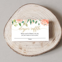 Pfirsichgrün goldfarbene Babydusche - Gewinnkarten