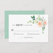 Pfirsichgrüne Hochzeit RSVP Karte (Vorne/Hinten)