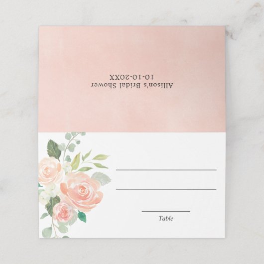 Pfirsichgrüne Platzkarte (Außenseite Aufgefaltet)