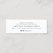 Pfirsichhandschrift danke einfügen mini visitenkarte (Rückseite)