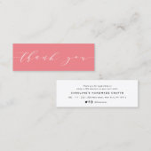 Pfirsichhandschrift danke einfügen mini visitenkarte (Vorne/Hinten)