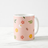 Pfirsichhintergrund mit mehrfarbigen Blumen Kaffeetasse (VorderseiteRechts)