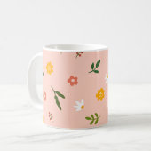 Pfirsichhintergrund mit mehrfarbigen Blumen Kaffeetasse (Vorderseite Links)