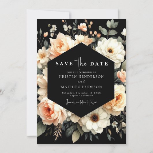 Pfirsichhochzeit Save The Date (Vorderseite)