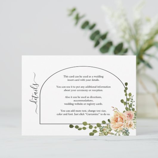 Pfirsichkorallenhochzeit und blumengeschichtliche begleitkarte (Stehend Vorderseite)