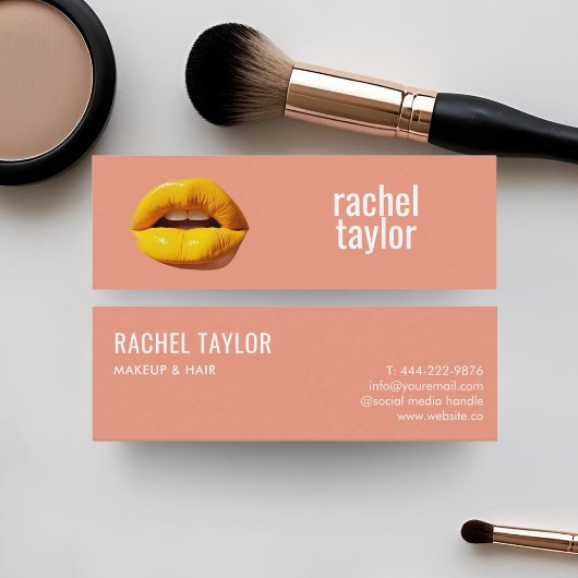 Pfirsichlippen Modernes Beruflich Mini Visitenkarte