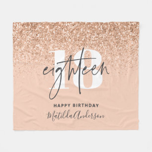 Pfirsichmädchen moderner Glitzer chic 18 Geburtst Fleecedecke