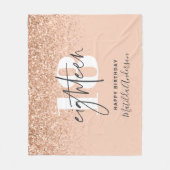 Pfirsichmädchen moderner Glitzer chic 18 Geburtsta Fleecedecke (Vorderseite)