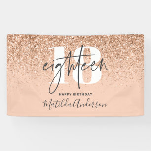 Pfirsichmädchen moderner Glitzer schick 18 Geburt Banner