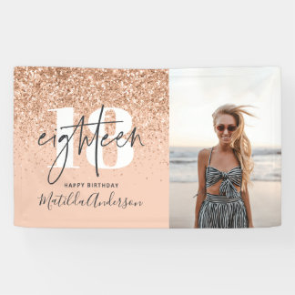 Pfirsichmädchen moderner Glitzer schick 18 Geburts Banner