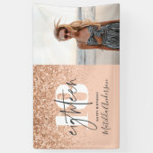 Pfirsichmädchen moderner Glitzer schick 18 Geburts Banner (Vertikal)