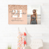 Pfirsichmädchen moderner Glitzer schick 21 Geburts Banner (Insitu)